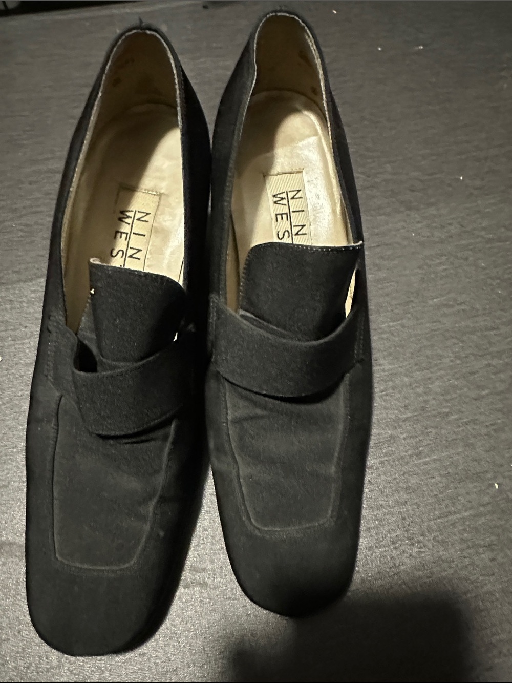 Nine West Black Slip-On Heeled Women's Loafers